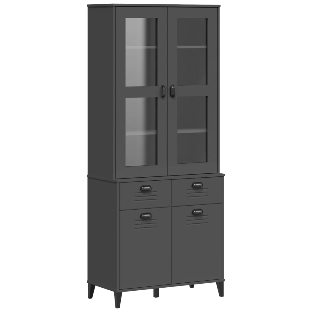 Buffet VIKEN gris anthracite 80x40x190 cm bois massif de pin - XIOS