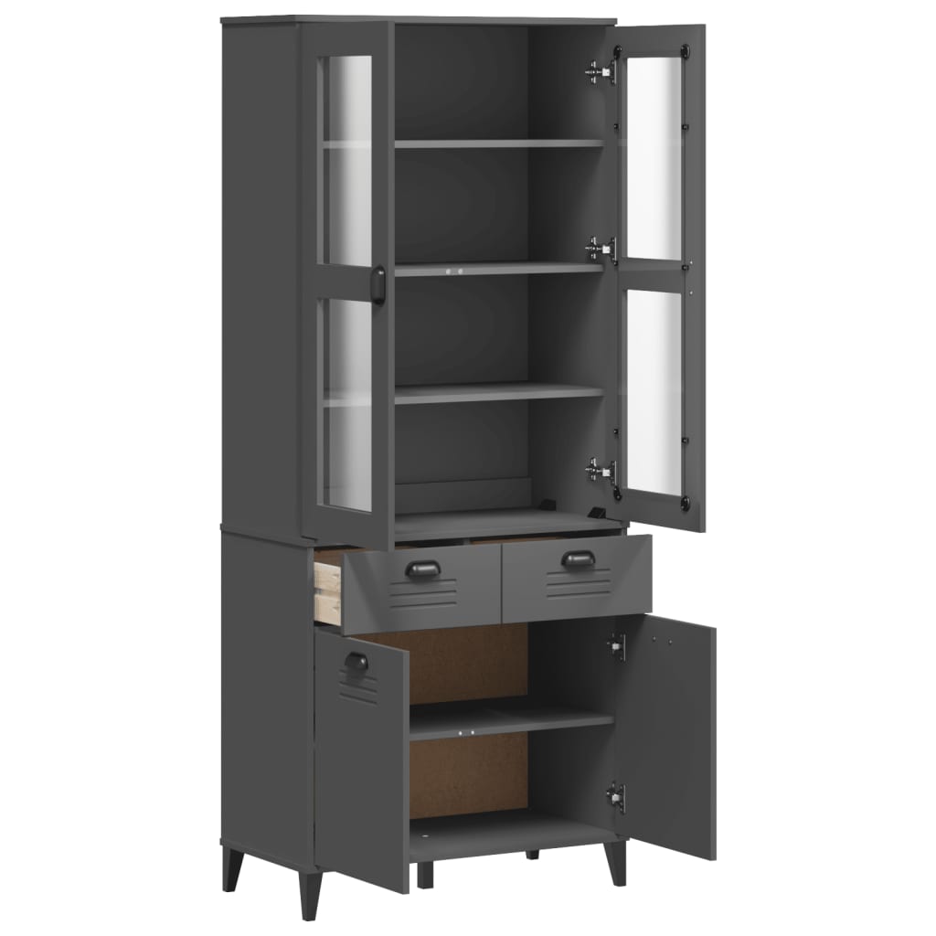 Buffet VIKEN gris anthracite 80x40x190 cm bois massif de pin - XIOS