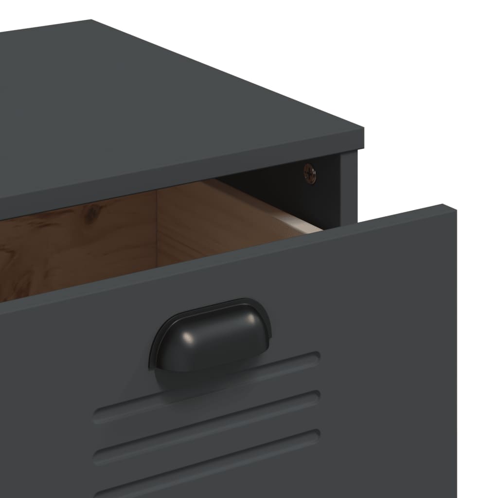 Buffet VIKEN gris anthracite 80x40x190 cm bois massif de pin - XIOS