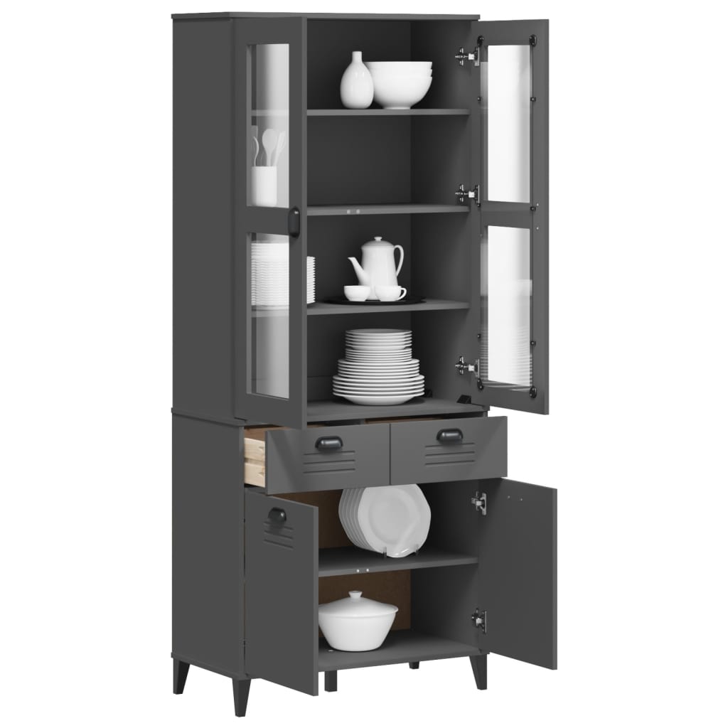 Buffet VIKEN gris anthracite 80x40x190 cm bois massif de pin - XIOS