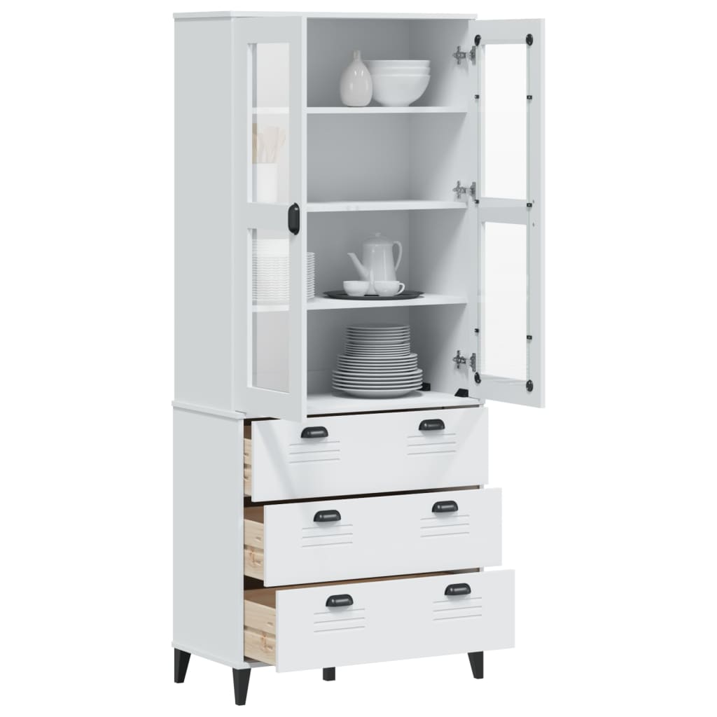 Buffet VIKEN blanc 80x40x190 cm bois massif de pin - XIOS