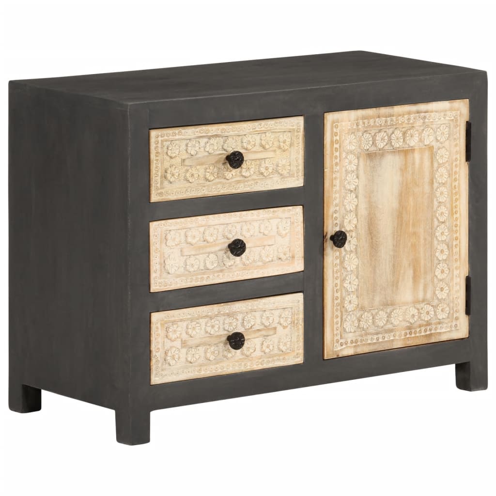 buffet gris et blanc 75x35x55 cm bois de manguier massif