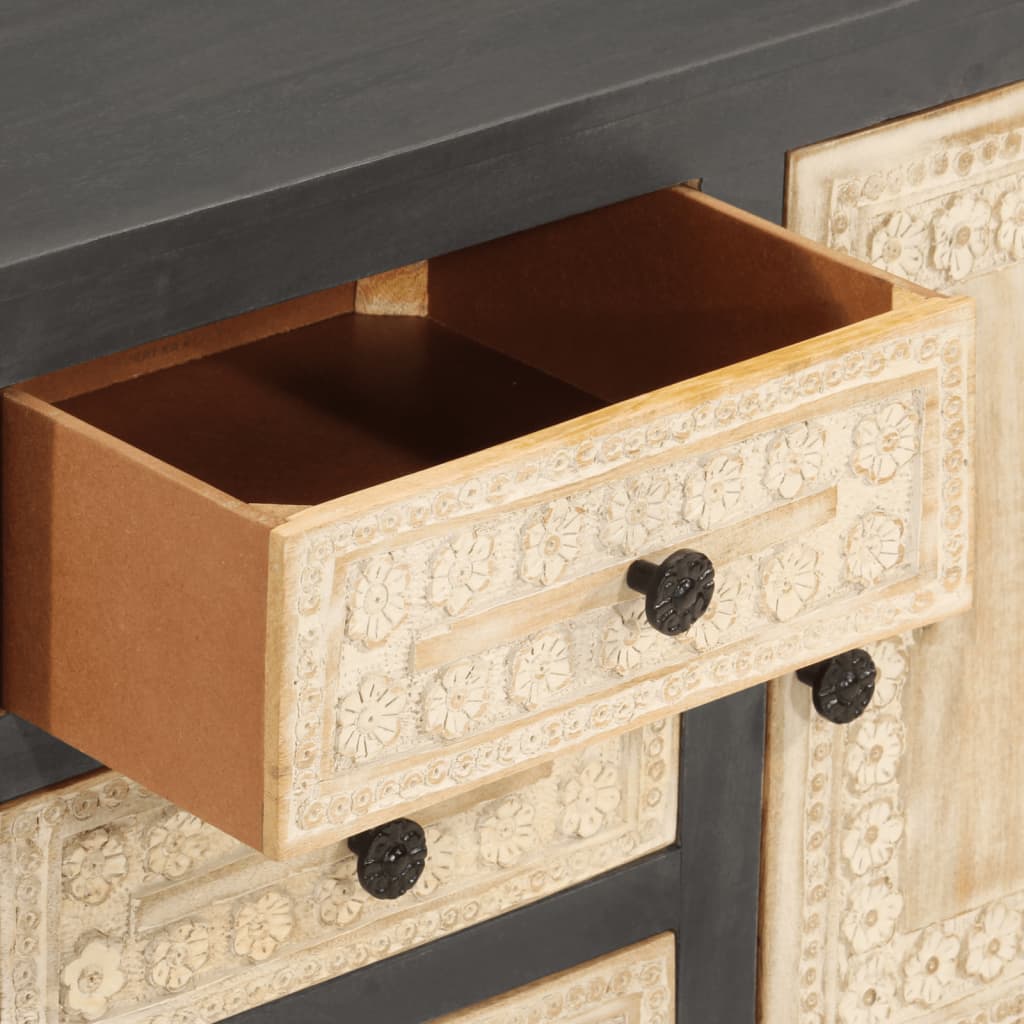 buffet gris et blanc 75x35x55 cm bois de manguier massif - XIOS
