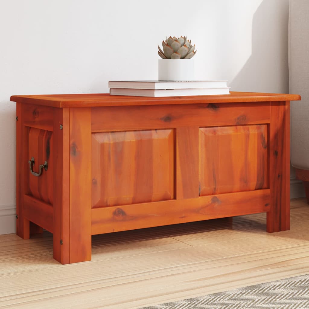 Coffre de rangement avec couvercle marron bois massif d'acacia - XIOS