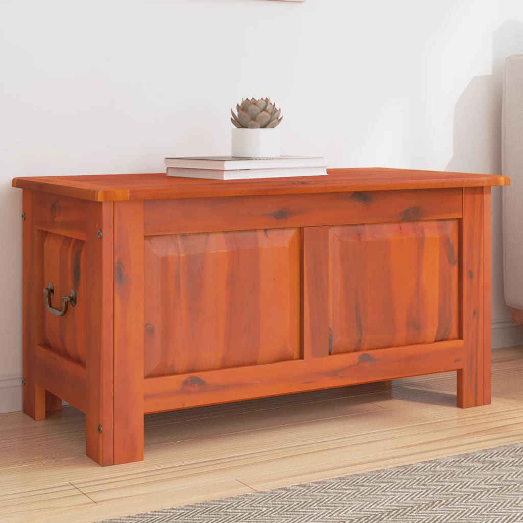 Coffre de rangement avec couvercle marron bois massif d'acacia - XIOS