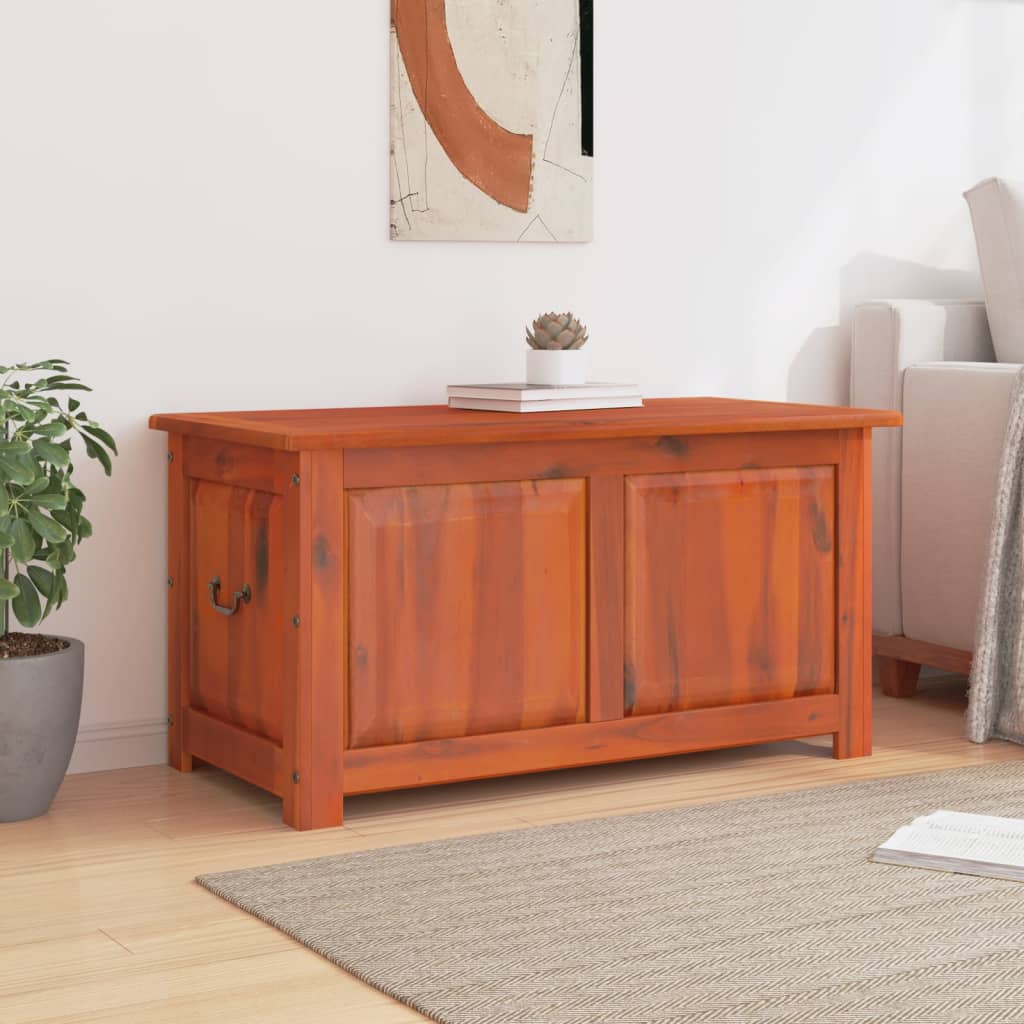 Coffre de rangement avec couvercle marron bois massif d'acacia - XIOS