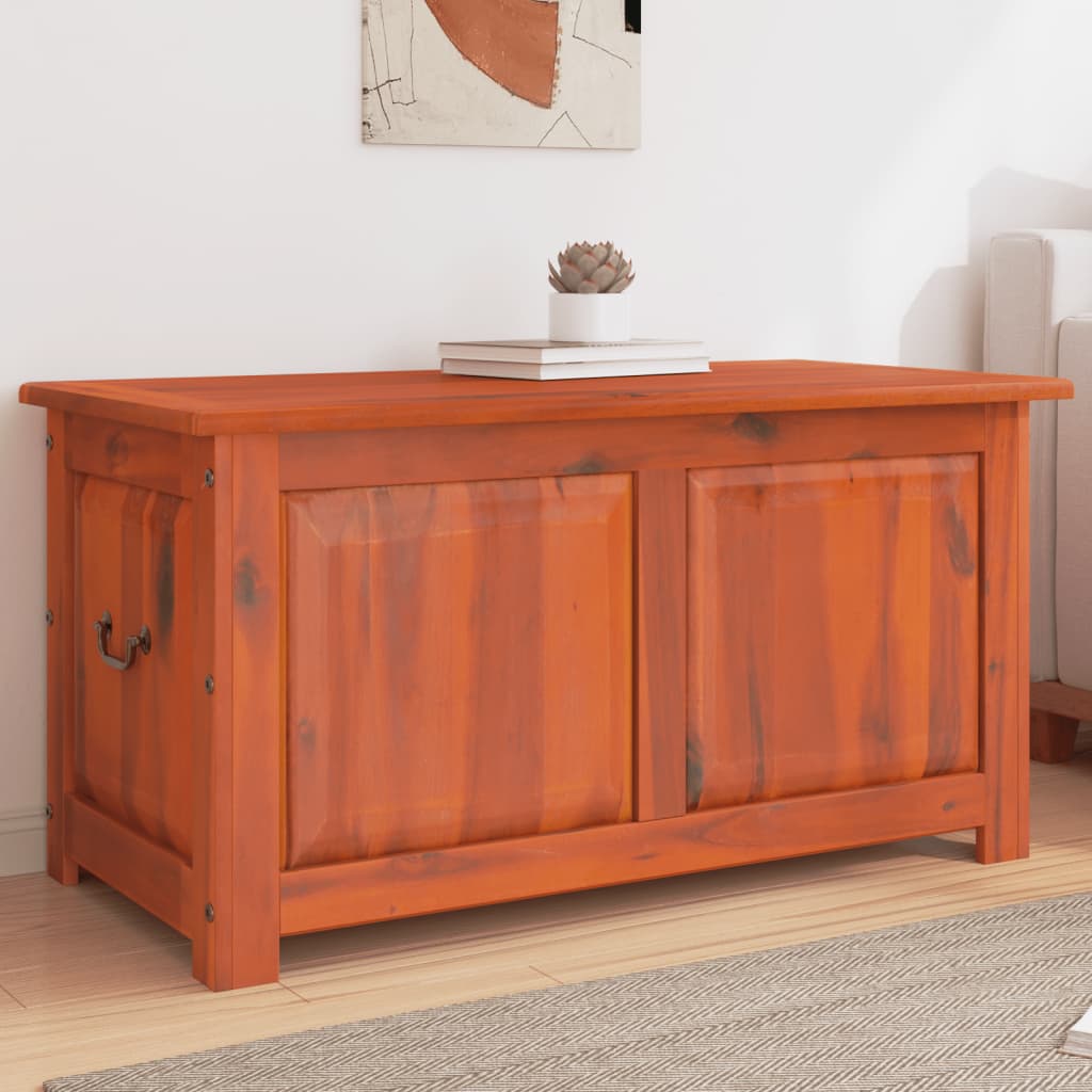 Coffre de rangement avec couvercle marron bois massif d'acacia - XIOS