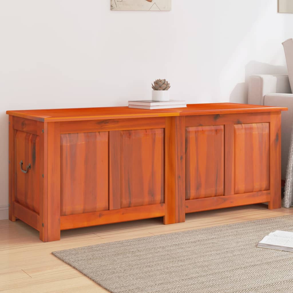 Coffre de rangement avec couvercle marron bois massif d'acacia - XIOS