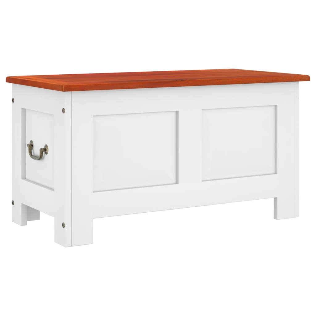 Coffre de rangement et couvercle marron et blanc bois d'acacia - XIOS