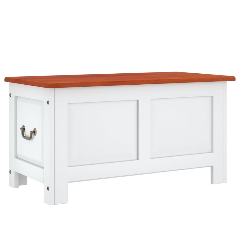 Coffre de rangement et couvercle marron et blanc bois d'acacia - XIOS