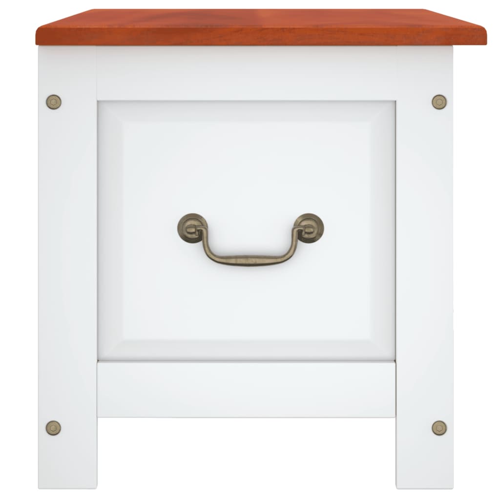 Coffre de rangement et couvercle marron et blanc bois d'acacia - XIOS