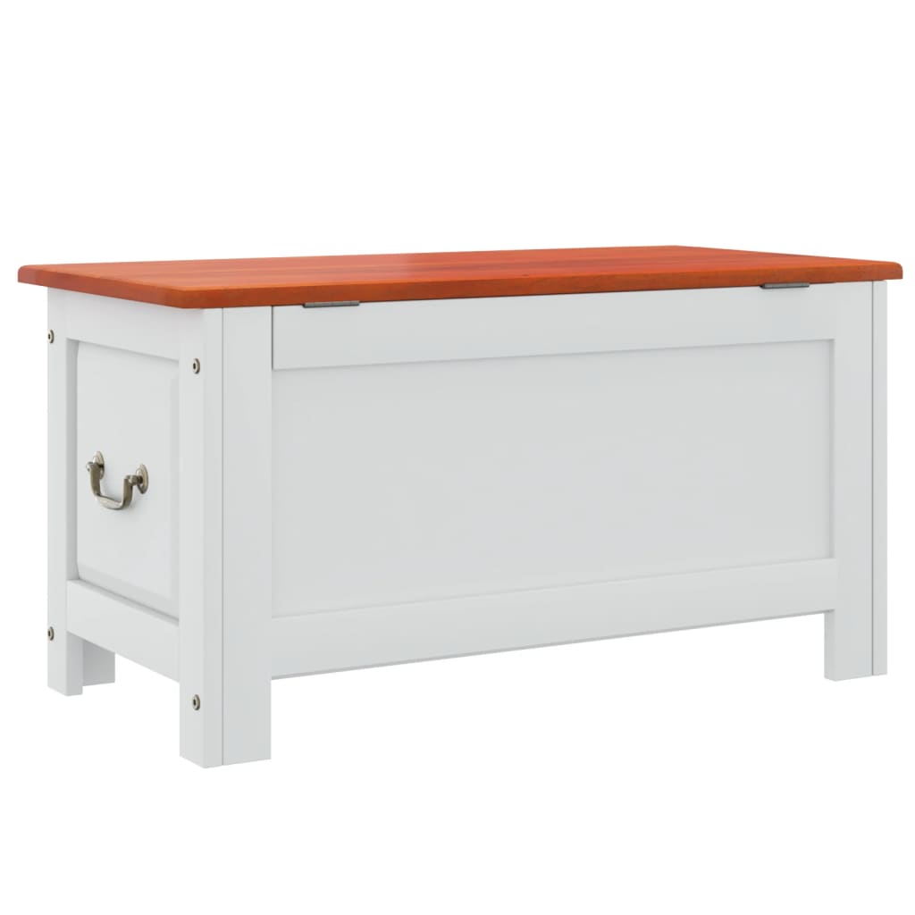 Coffre de rangement et couvercle marron et blanc bois d'acacia - XIOS