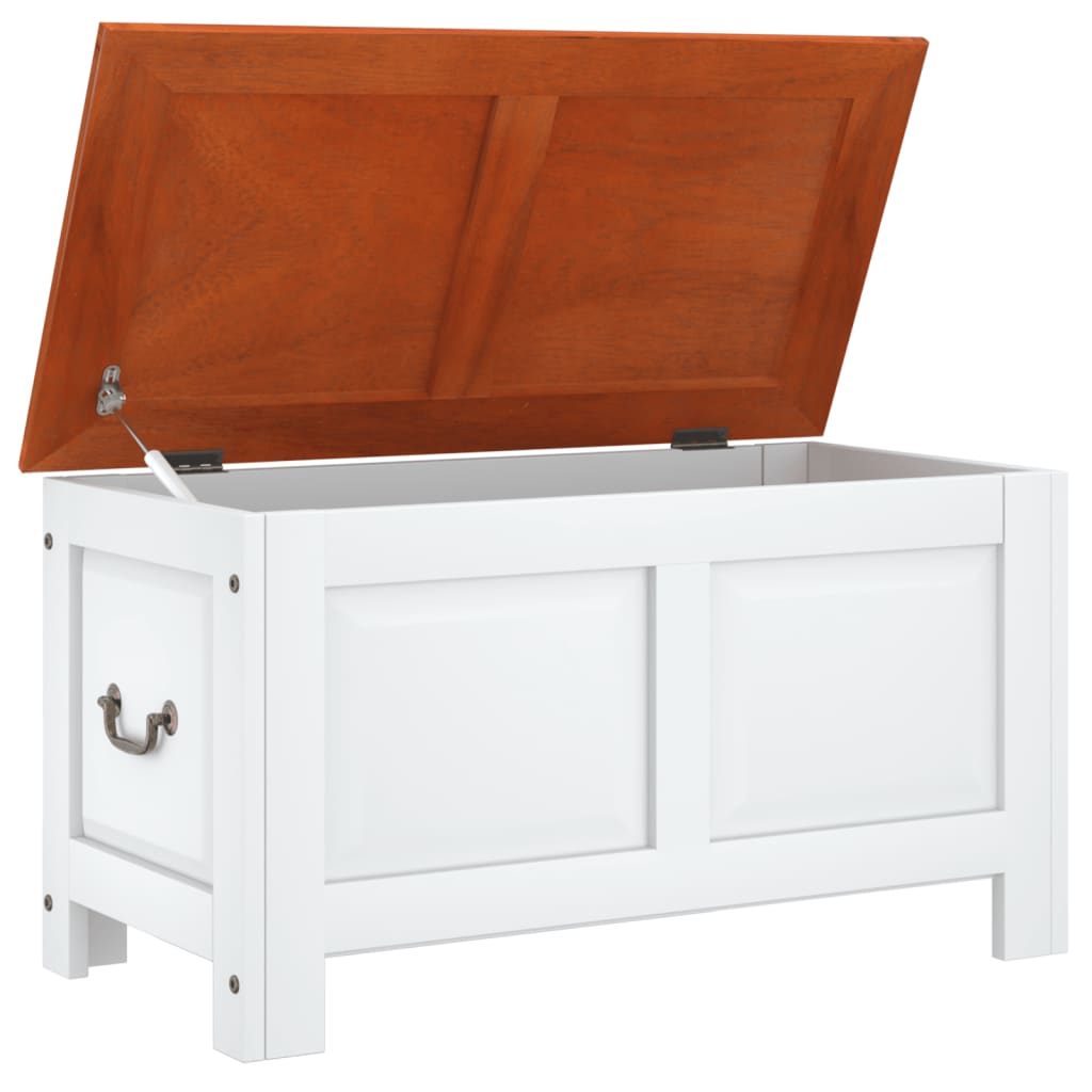 Coffre de rangement et couvercle marron et blanc bois d'acacia - XIOS