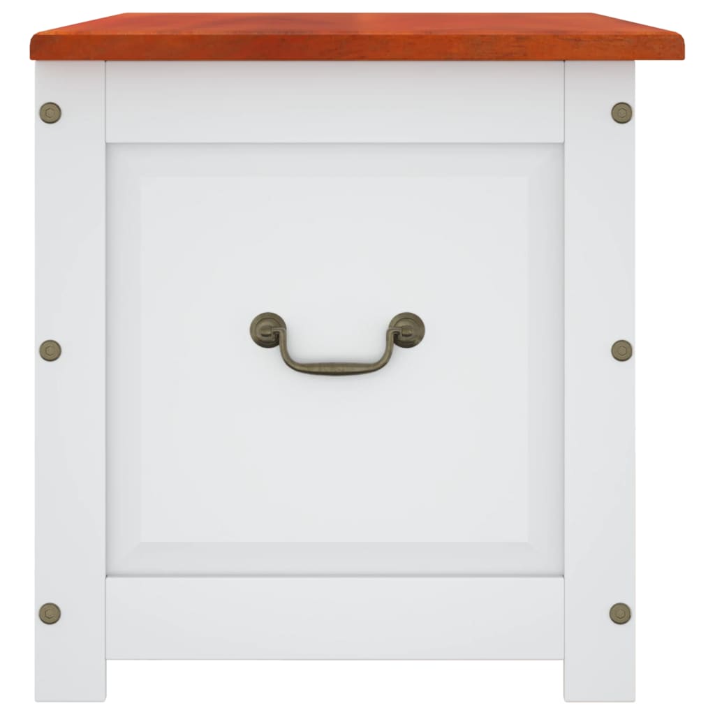 Coffre de rangement et couvercle marron et blanc bois d'acacia