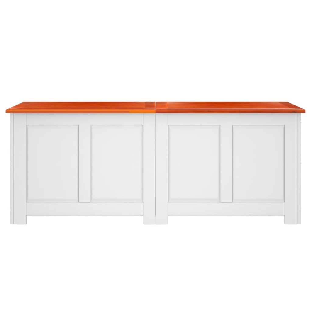 Coffre de rangement et couvercle marron et blanc bois d'acacia - XIOS