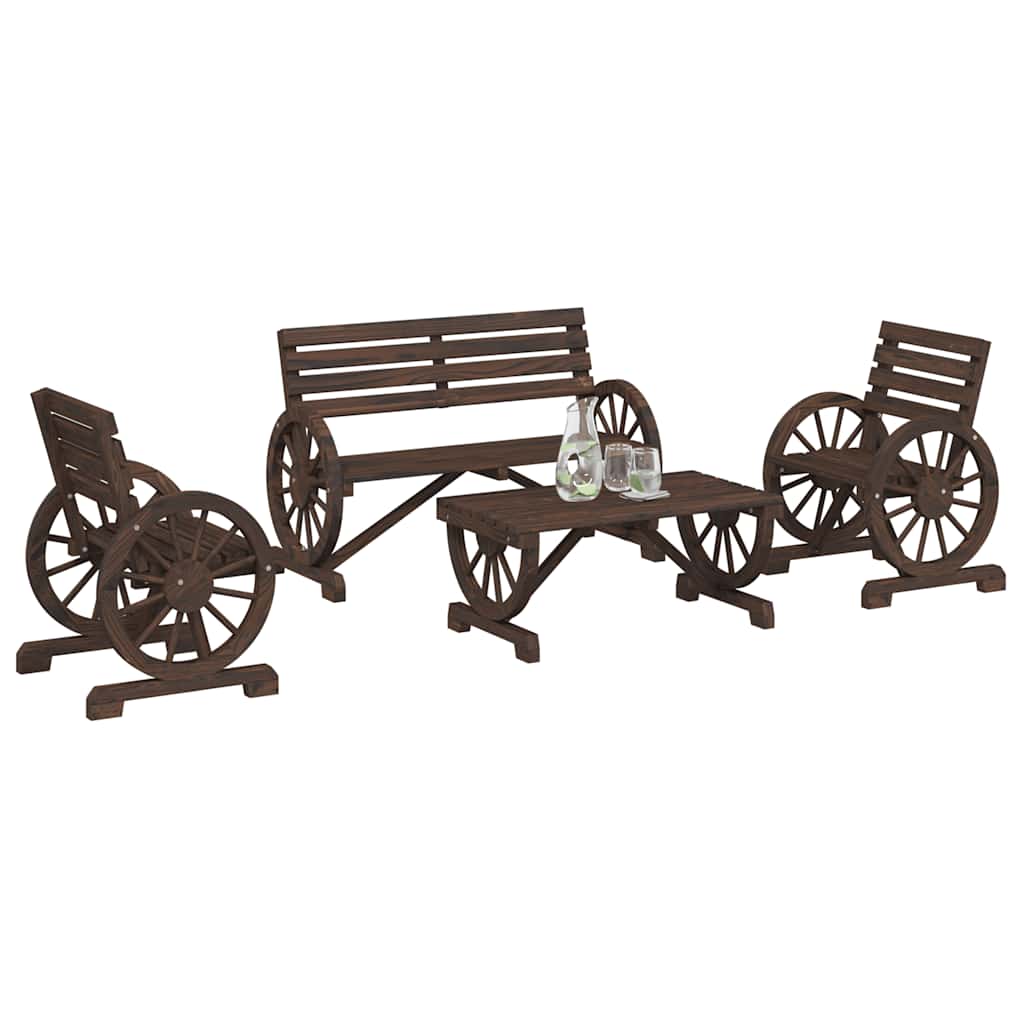 Salon de jardin 4 pcs bois de sapin massif