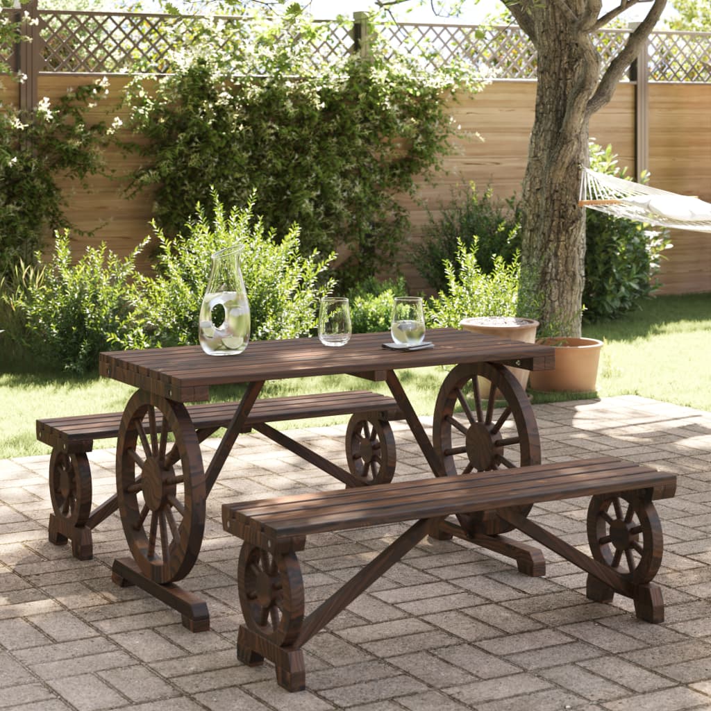 Ensemble à manger de jardin 3 pcs bois de sapin massif - XIOS