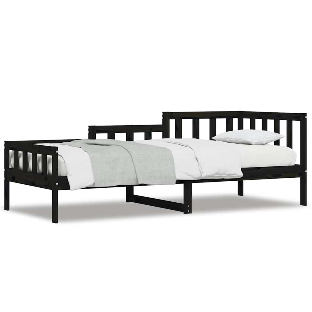 Lit de jour sans matelas noir 80x200 cm bois de pin massif - XIOS