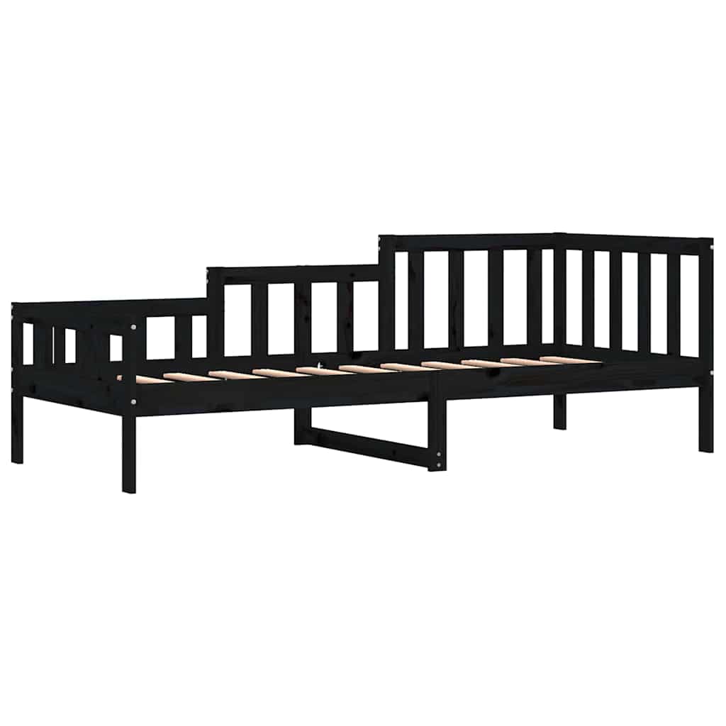 Lit de jour sans matelas noir 80x200 cm bois de pin massif - XIOS