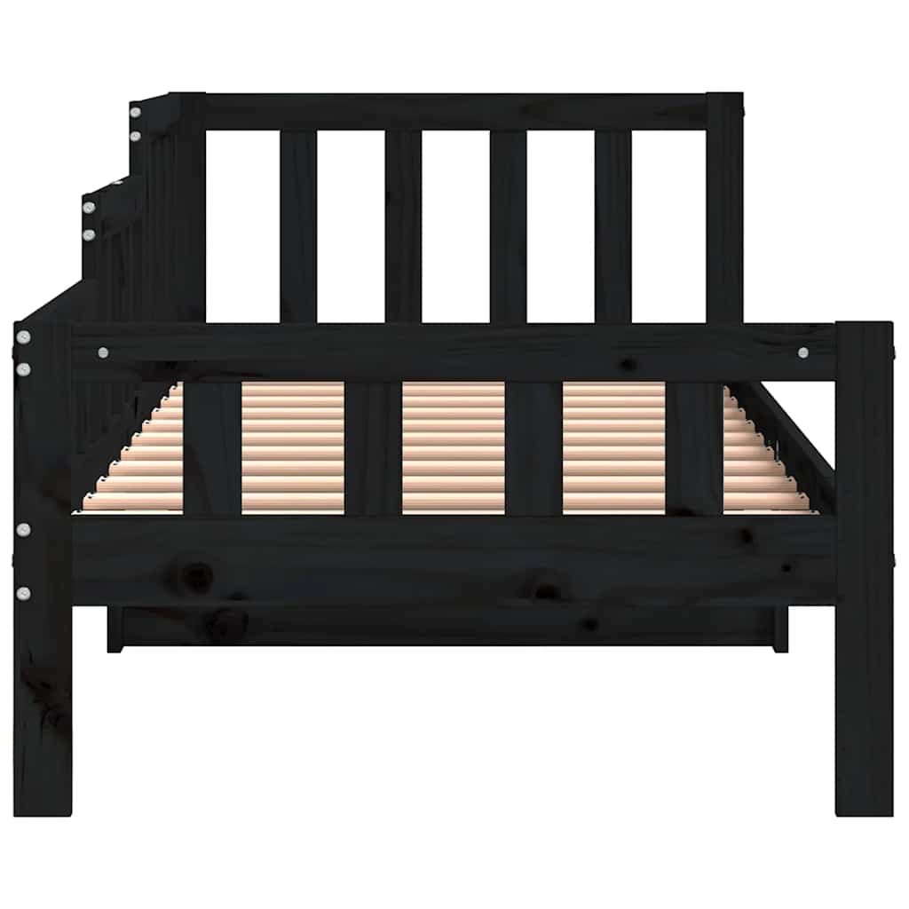 Lit de jour sans matelas noir 80x200 cm bois de pin massif - XIOS