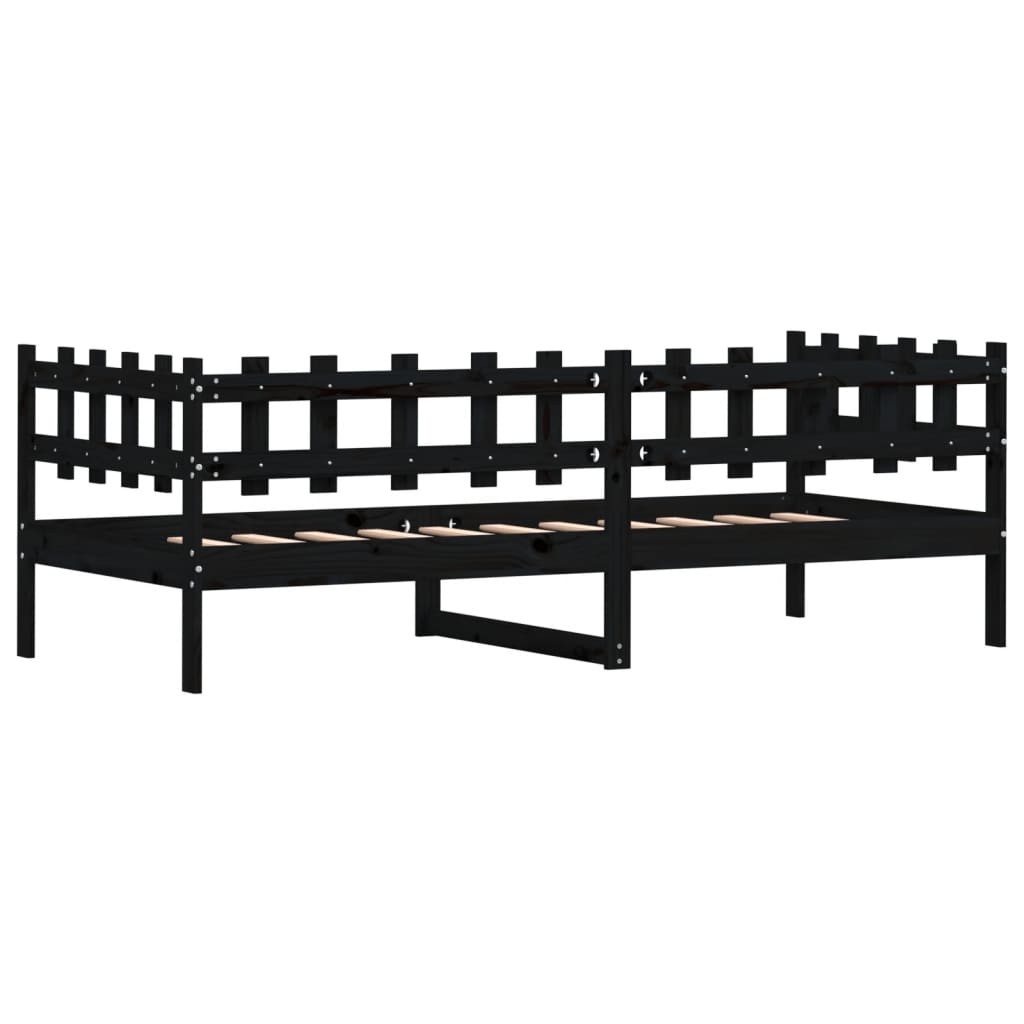 Lit de jour sans matelas noir 90x200 cm bois de pin massif - XIOS