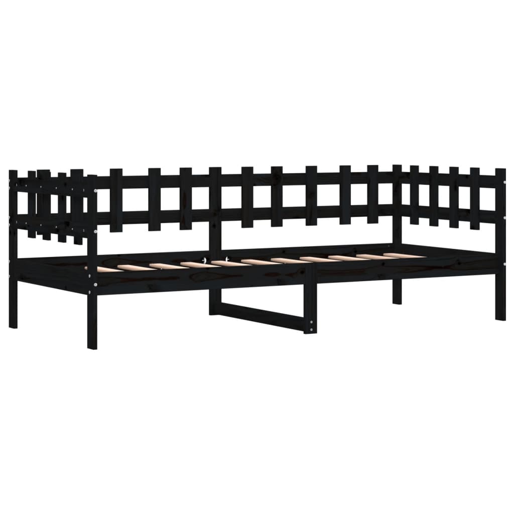 Lit de jour sans matelas noir 90x190 cm bois de pin massif - XIOS