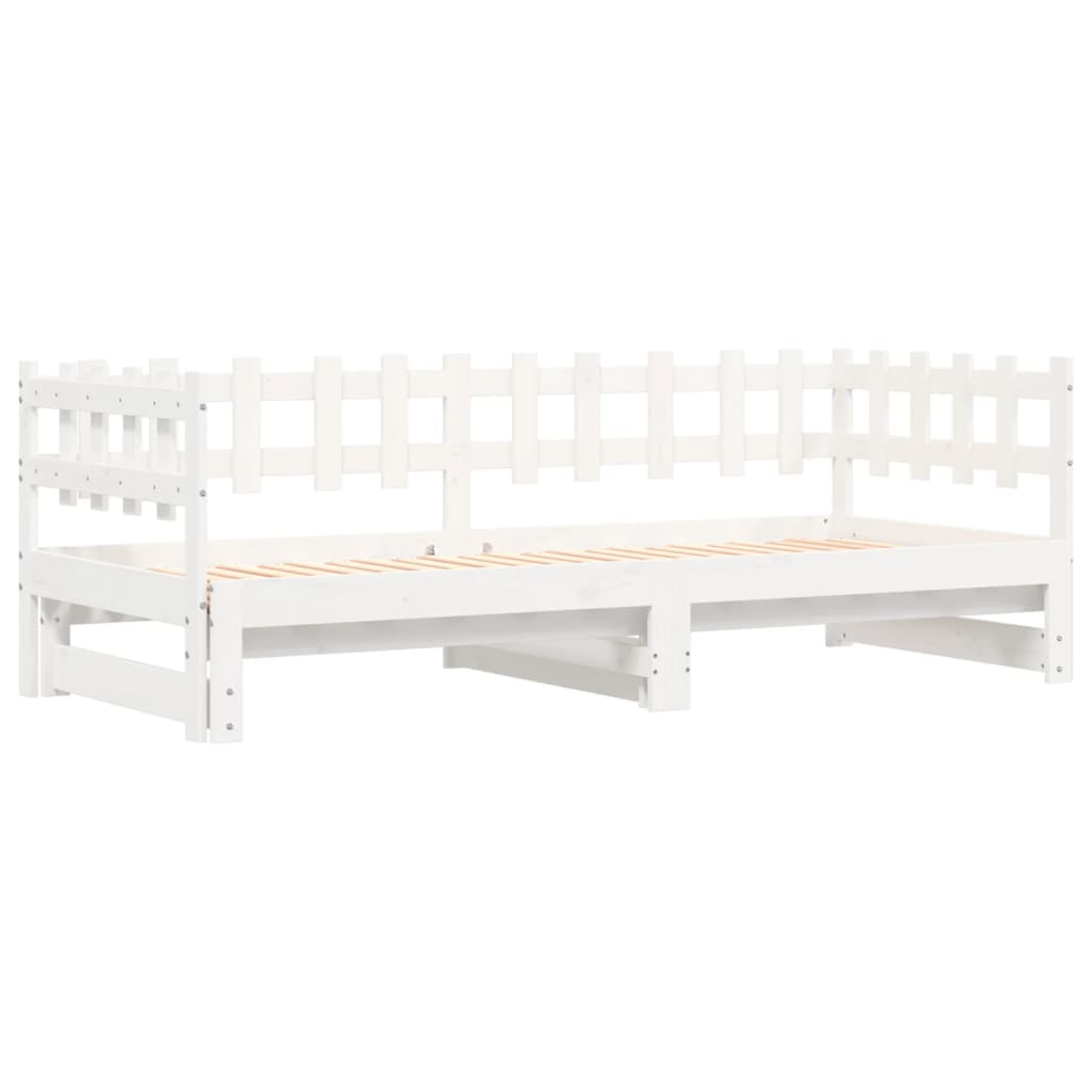 Lit coulissant sans matelas blanc 2x(80x200) cm Bois massif - XIOS