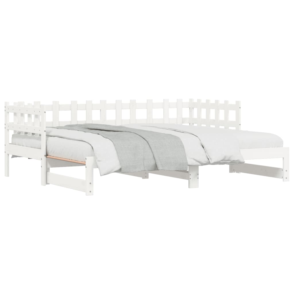 Lit coulissant sans matelas blanc 2x(80x200) cm Bois massif - XIOS