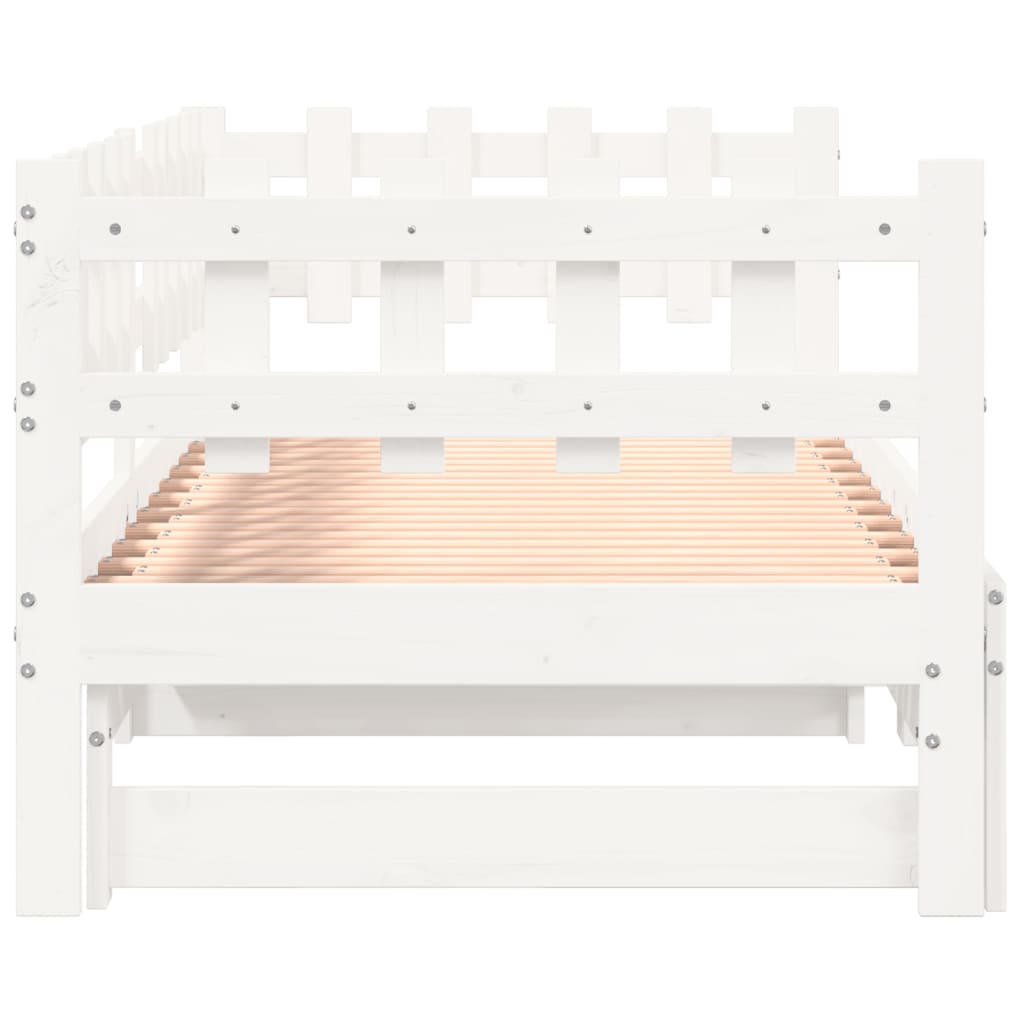 Lit coulissant sans matelas blanc 2x(80x200) cm Bois massif - XIOS