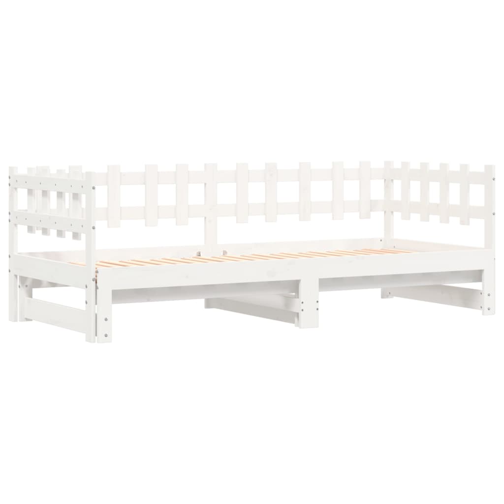 Lit coulissant sans matelas blanc 2x(90x200) cm bois massif - XIOS