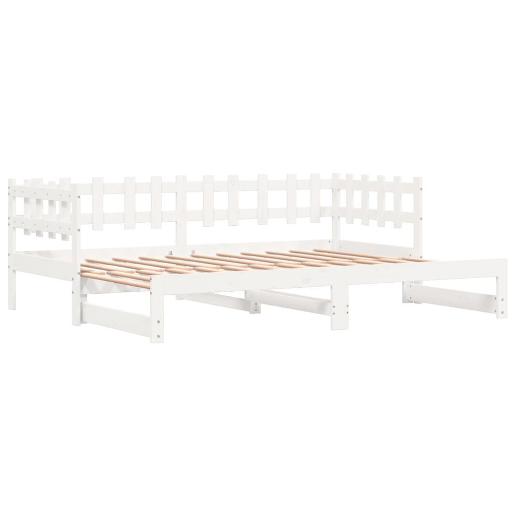 Lit coulissant sans matelas blanc 2x(90x200) cm bois massif - XIOS
