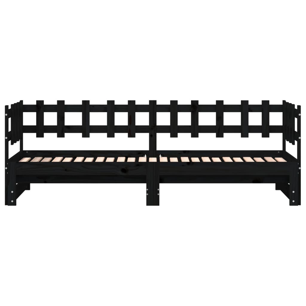 Lit coulissant sans matelas noir 2x(90x200) cm Bois massif - XIOS