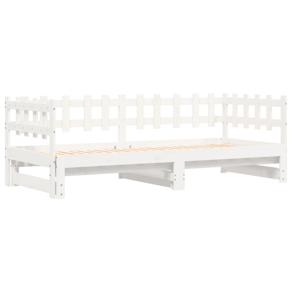 Lit coulissant sans matelas blanc 2x(90x190) cm bois massif - XIOS