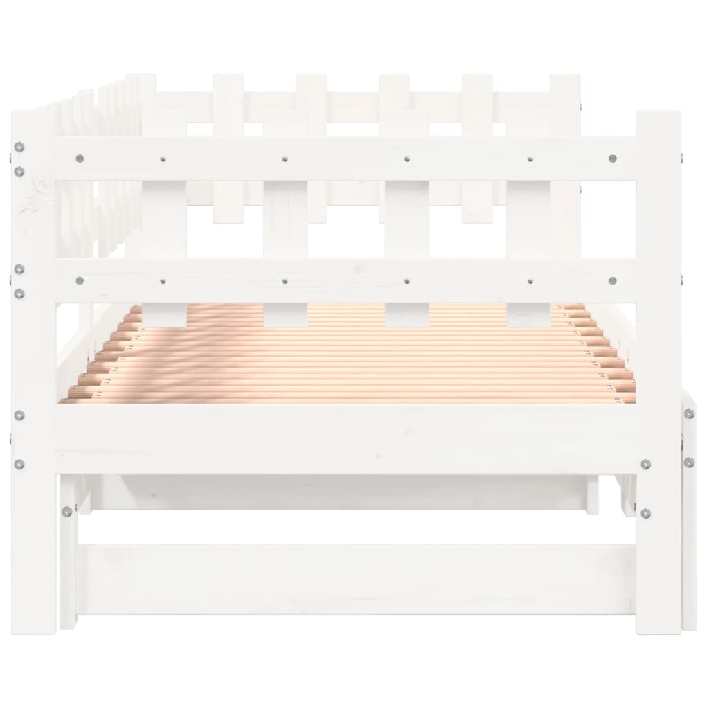 Lit coulissant sans matelas blanc 2x(90x190) cm bois massif - XIOS