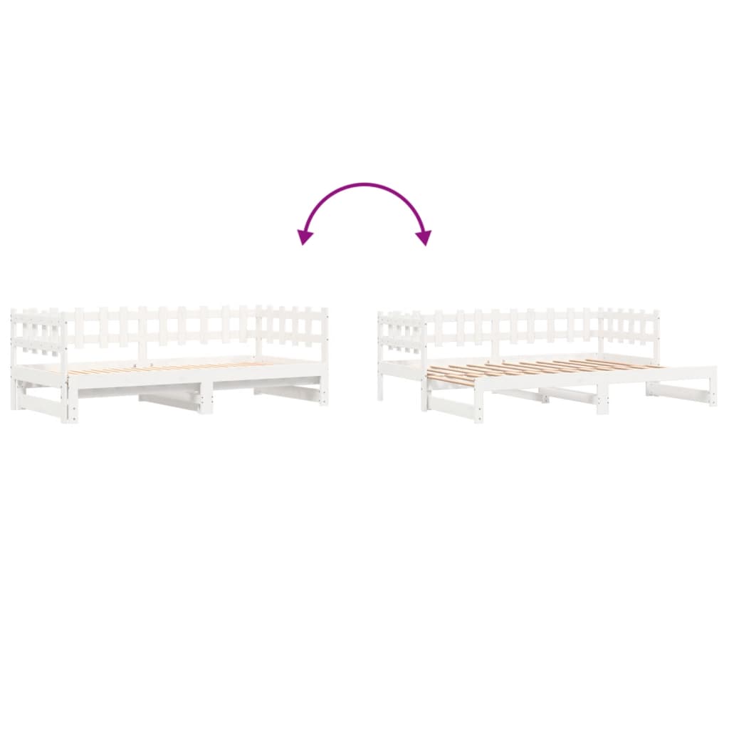 Lit coulissant sans matelas blanc 2x(90x190) cm bois massif - XIOS
