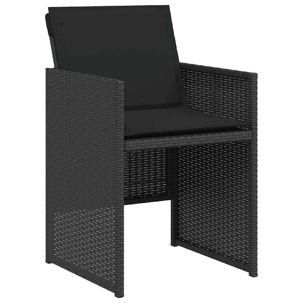 Ensemble de bistro 3 pcs avec coussins noir résine tressée - XIOS