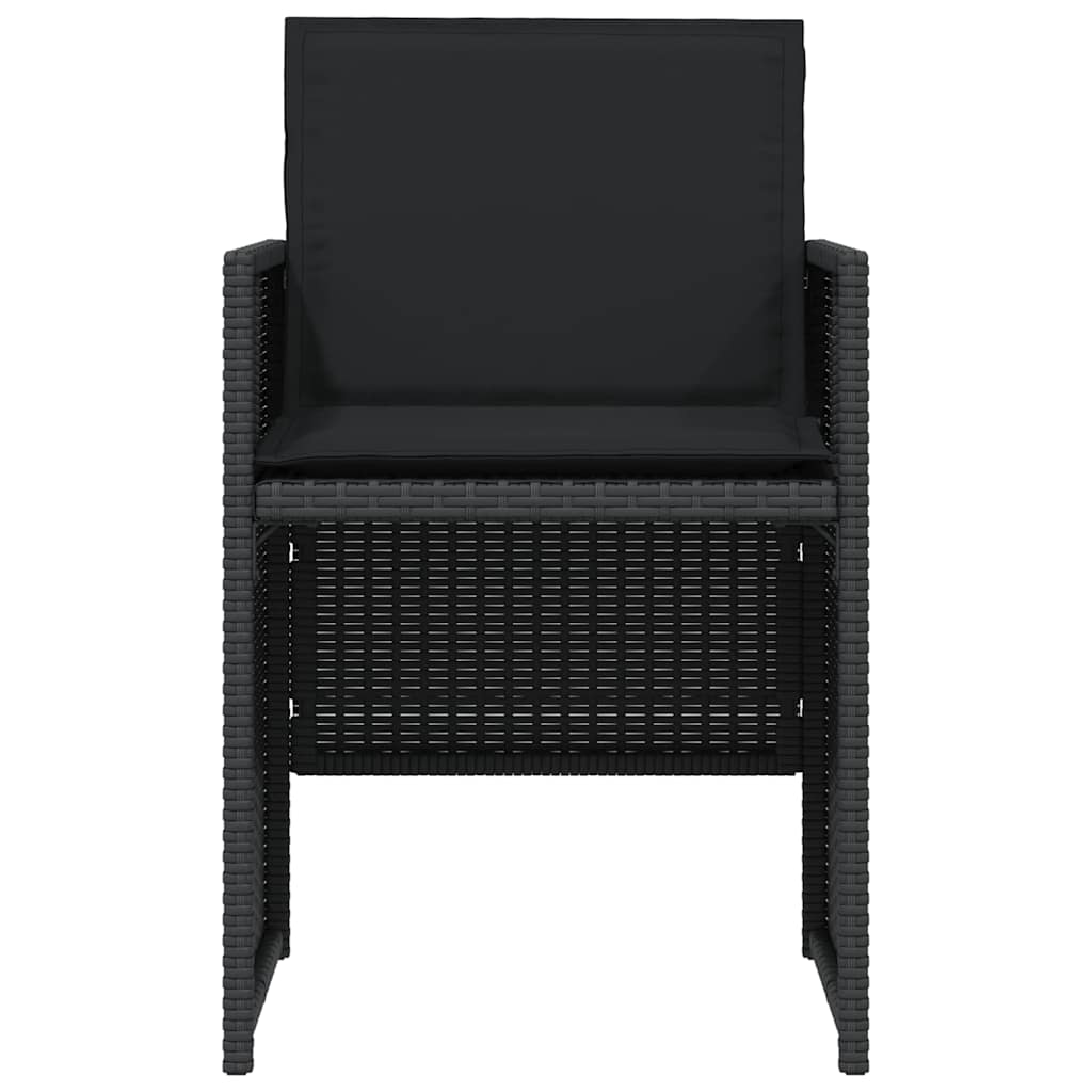 Ensemble de bistro 3 pcs avec coussins noir résine tressée - XIOS