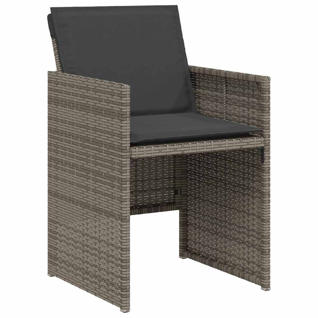 Ensemble de bistro 3 pcs avec coussins gris résine tressée - XIOS