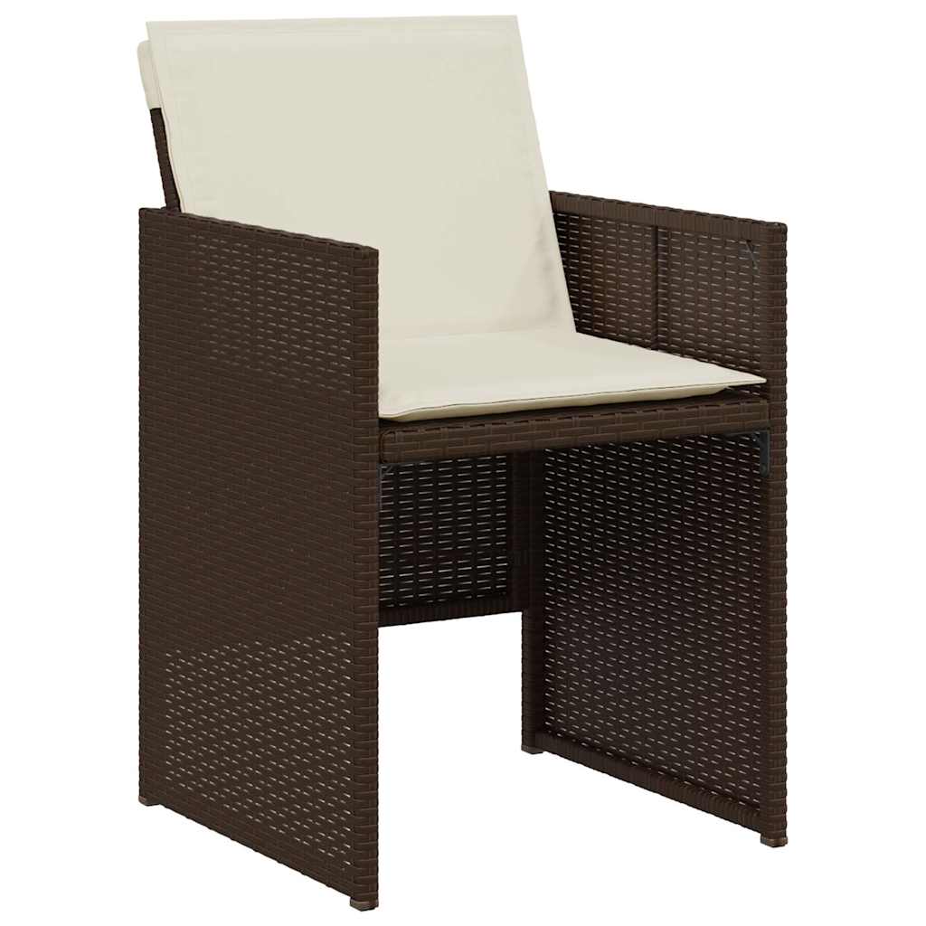 Ensemble de bistro 3 pcs avec coussins marron résine tressée - XIOS