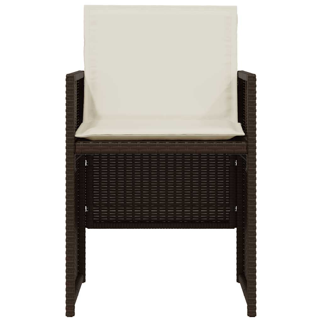 Ensemble de bistro 3 pcs avec coussins marron résine tressée - XIOS