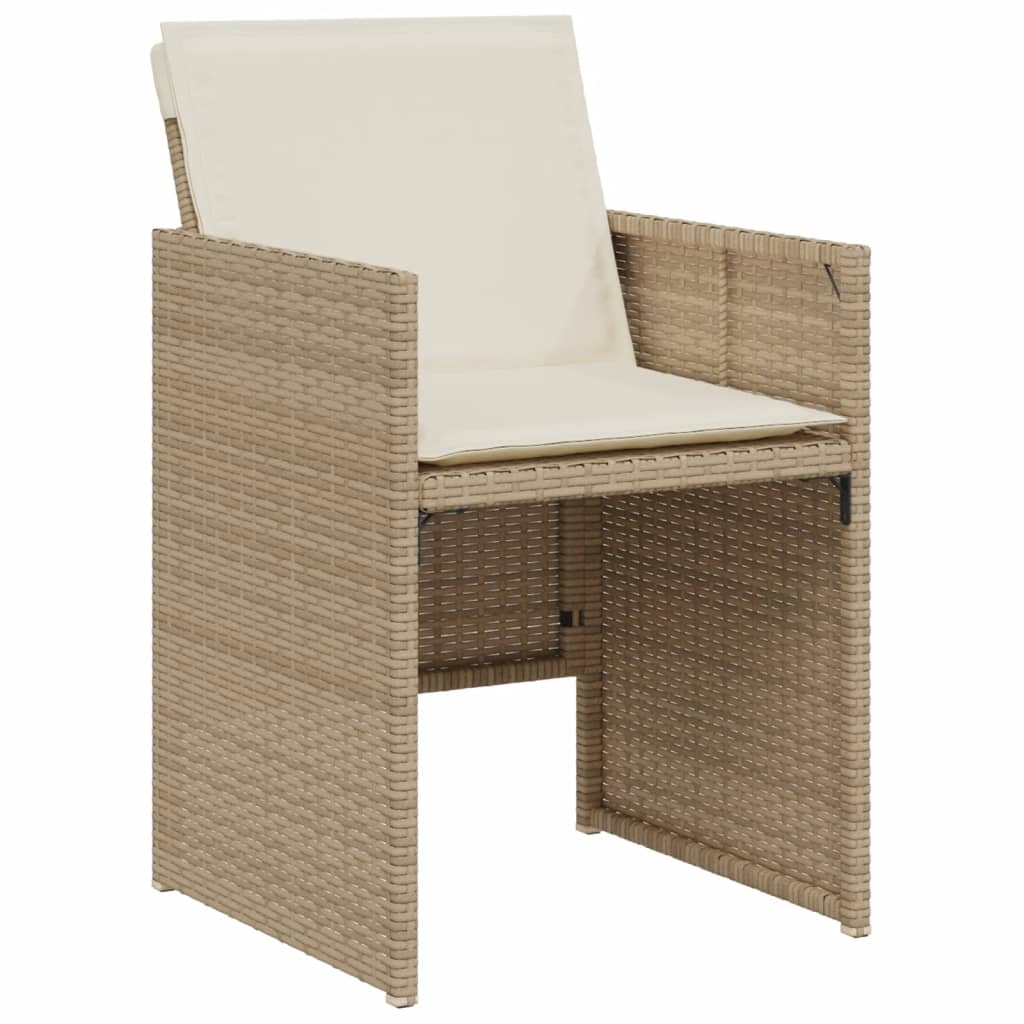 Ensemble de bistro 3 pcs avec coussins beige résine tressée - XIOS