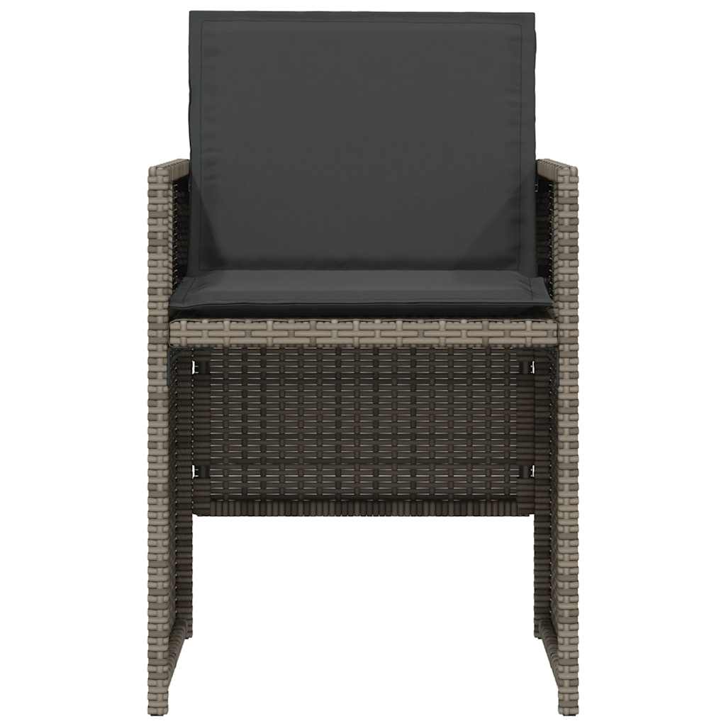 Ensemble de bistro 3 pcs avec coussins gris résine tressée - XIOS