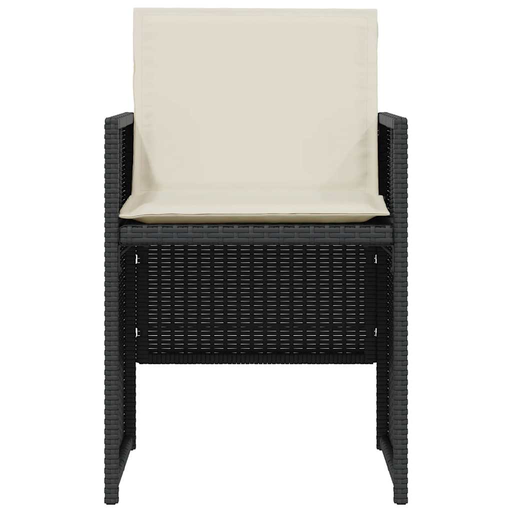 Ensemble de bistro 3 pcs avec coussins noir résine tressée - XIOS