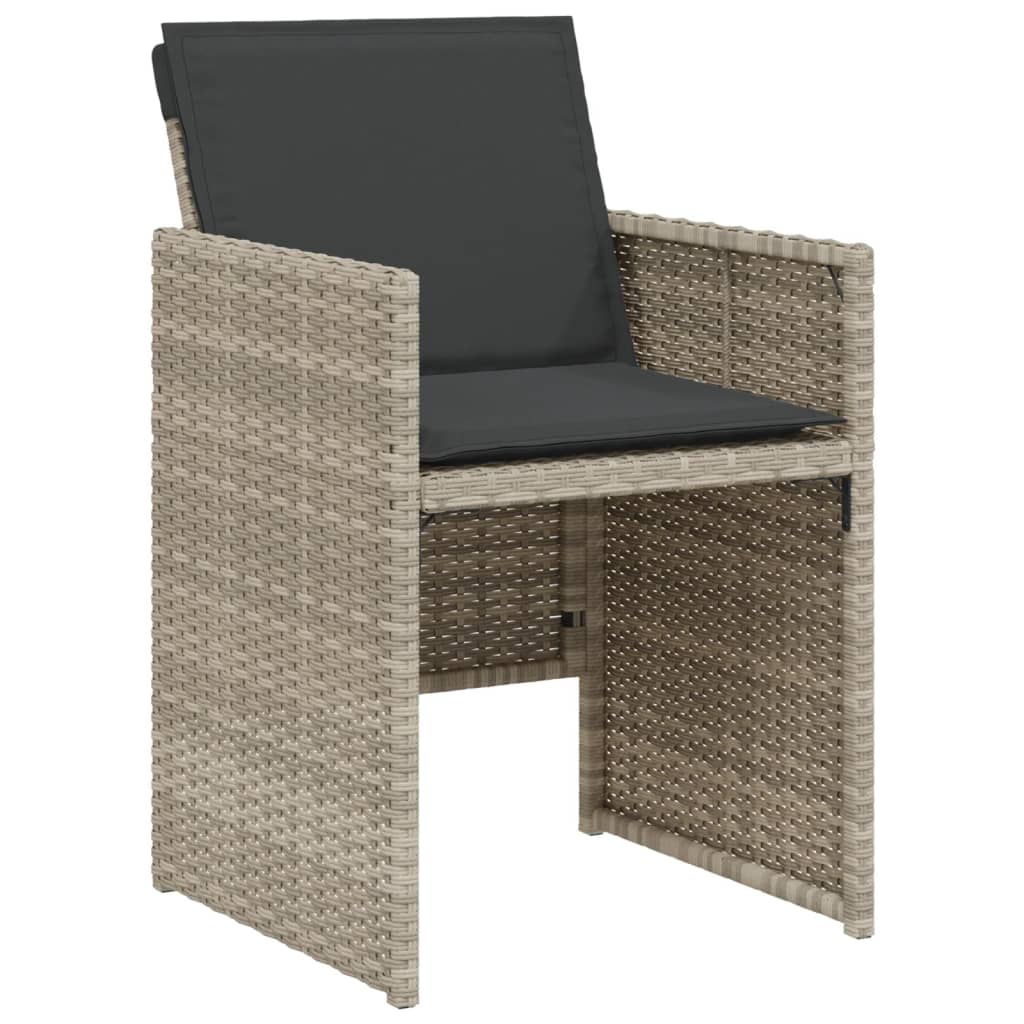 Ensemble de bistro 3 pcs et coussins gris clair résine tressée - XIOS