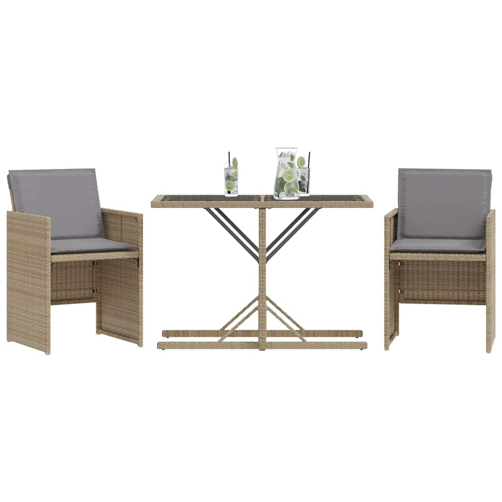 Ensemble de bistro 3 pcs coussins mélange beige résine tressée - XIOS
