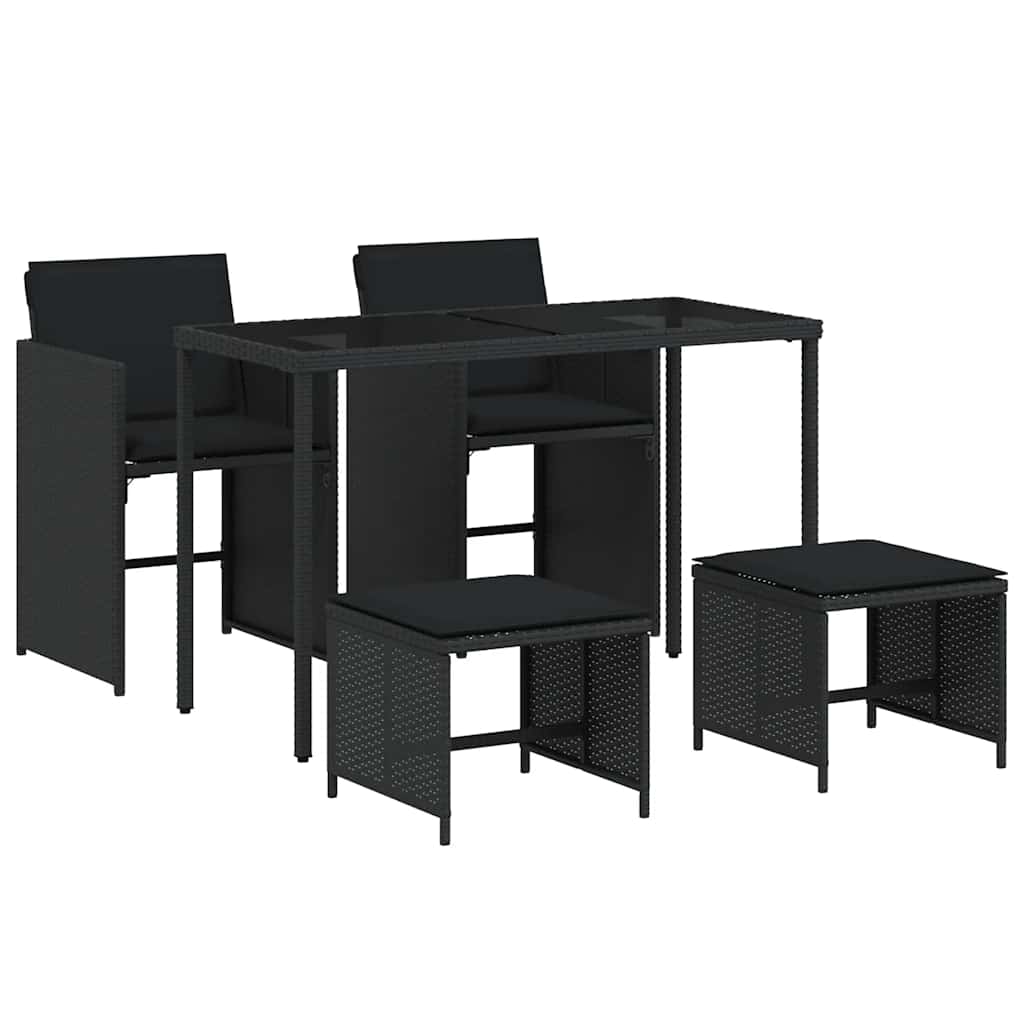 Ensemble à manger de jardin coussins 5pcs Noir Résine tressée - XIOS