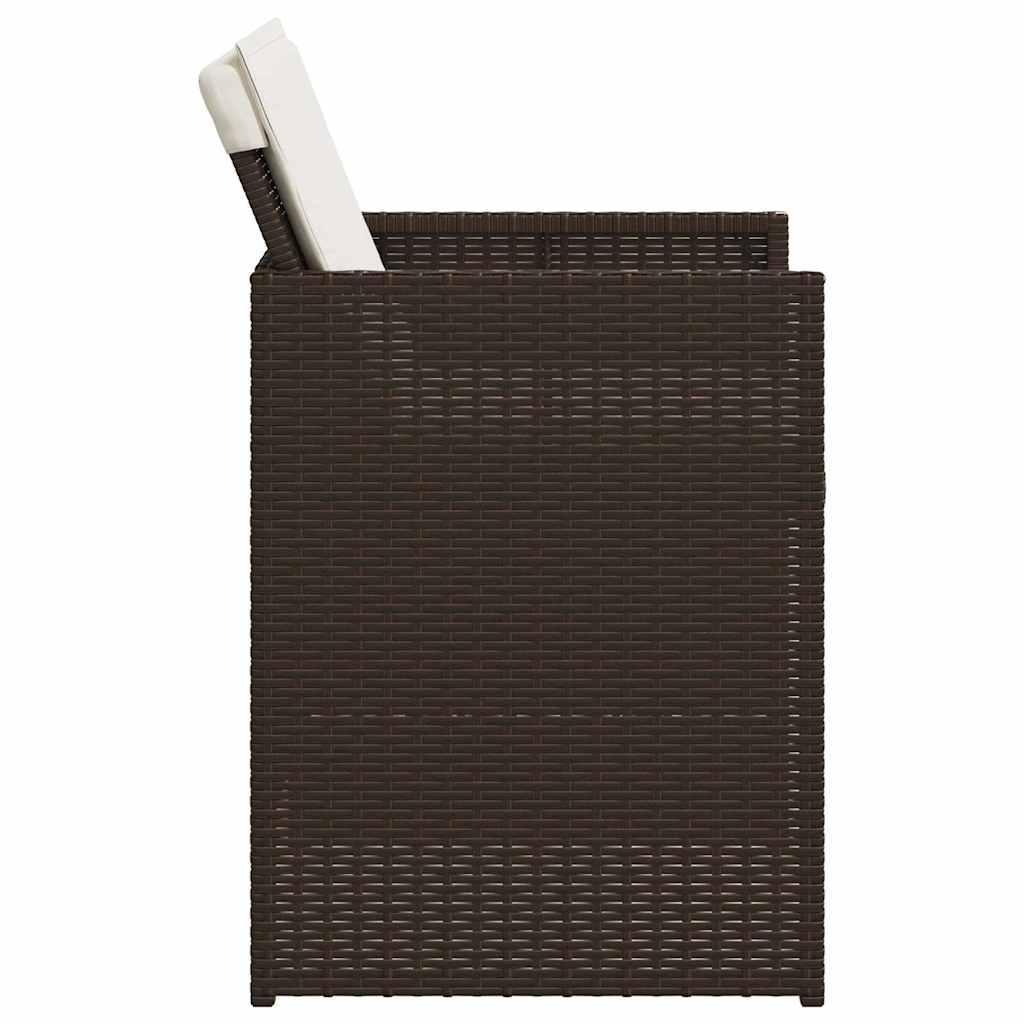 Ensemble à manger de jardin 5 pcs et coussins marron poly rotin - XIOS