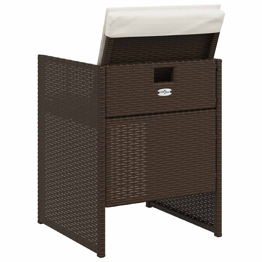 Ensemble à manger de jardin 5 pcs et coussins marron poly rotin - XIOS