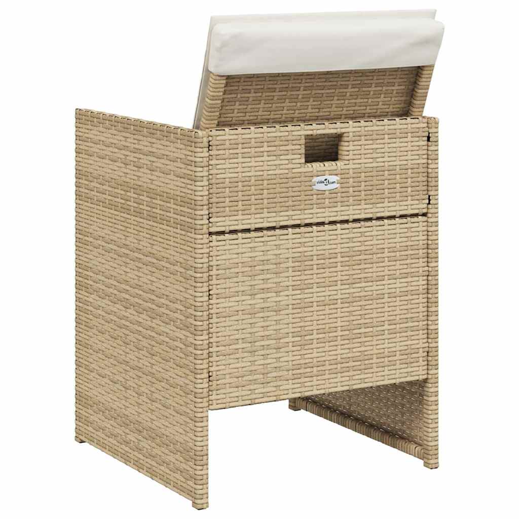Ensemble à manger de jardin avec coussins 5pcs Beige poly rotin - XIOS