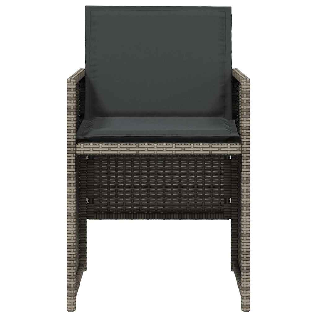 Ensemble à manger de jardin 5 pcs coussins gris résine tressée - XIOS